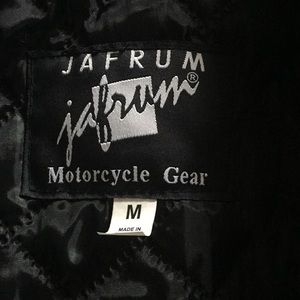 Jafrum leather motorcycle jacket.